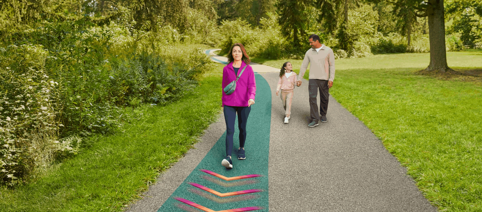 Family walks forward together