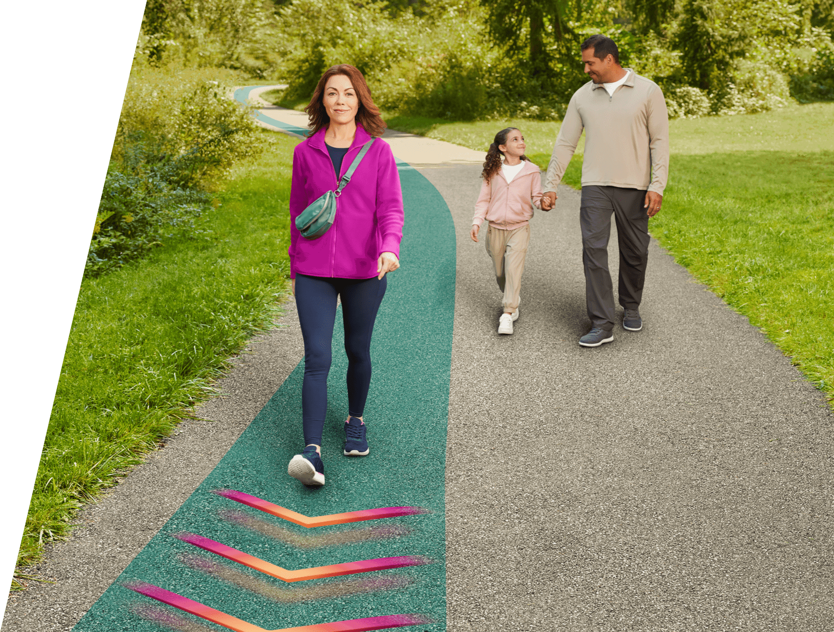 Family walks forward together